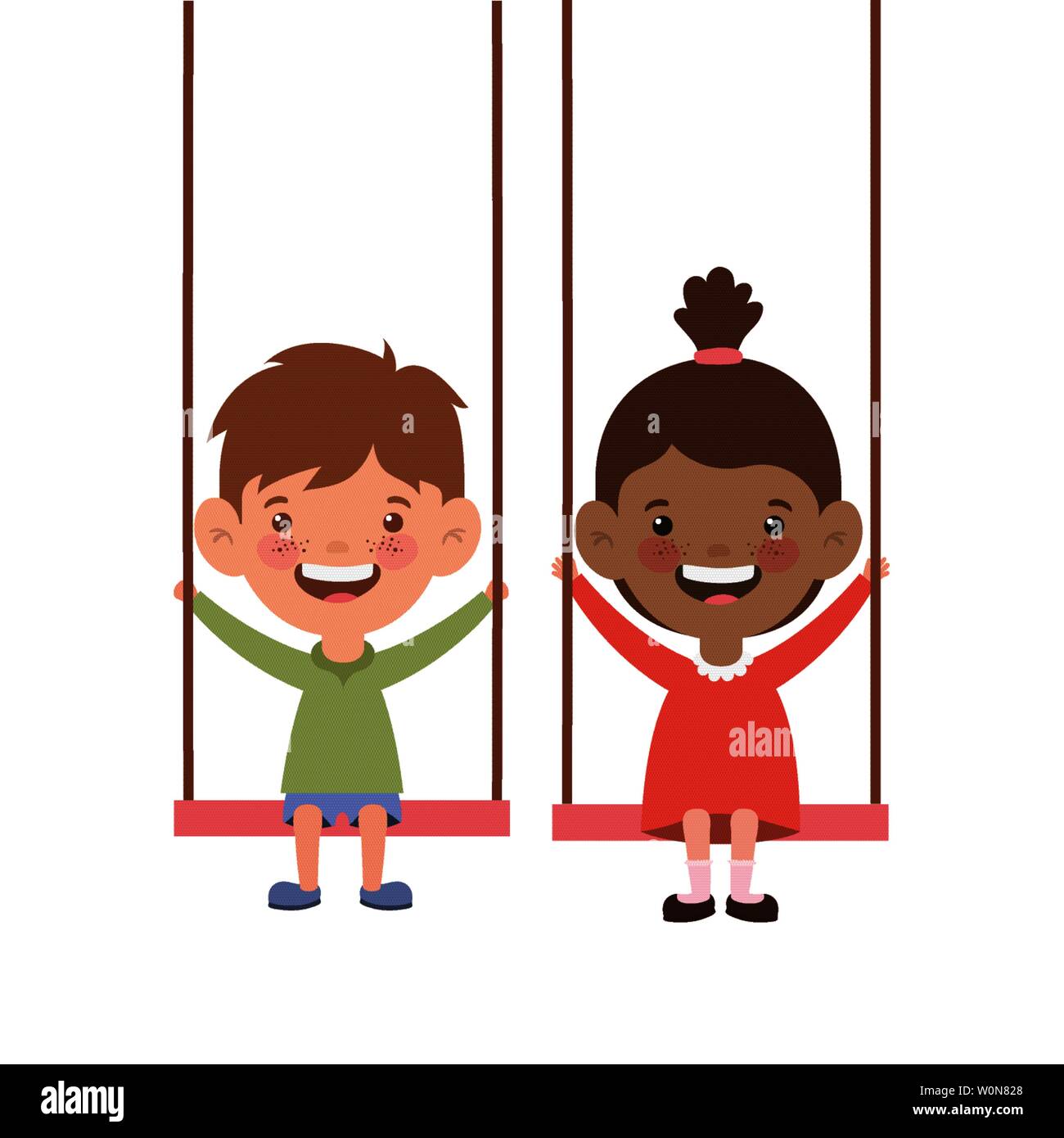 couple baby in swing smiling on white background Stock Vector Image