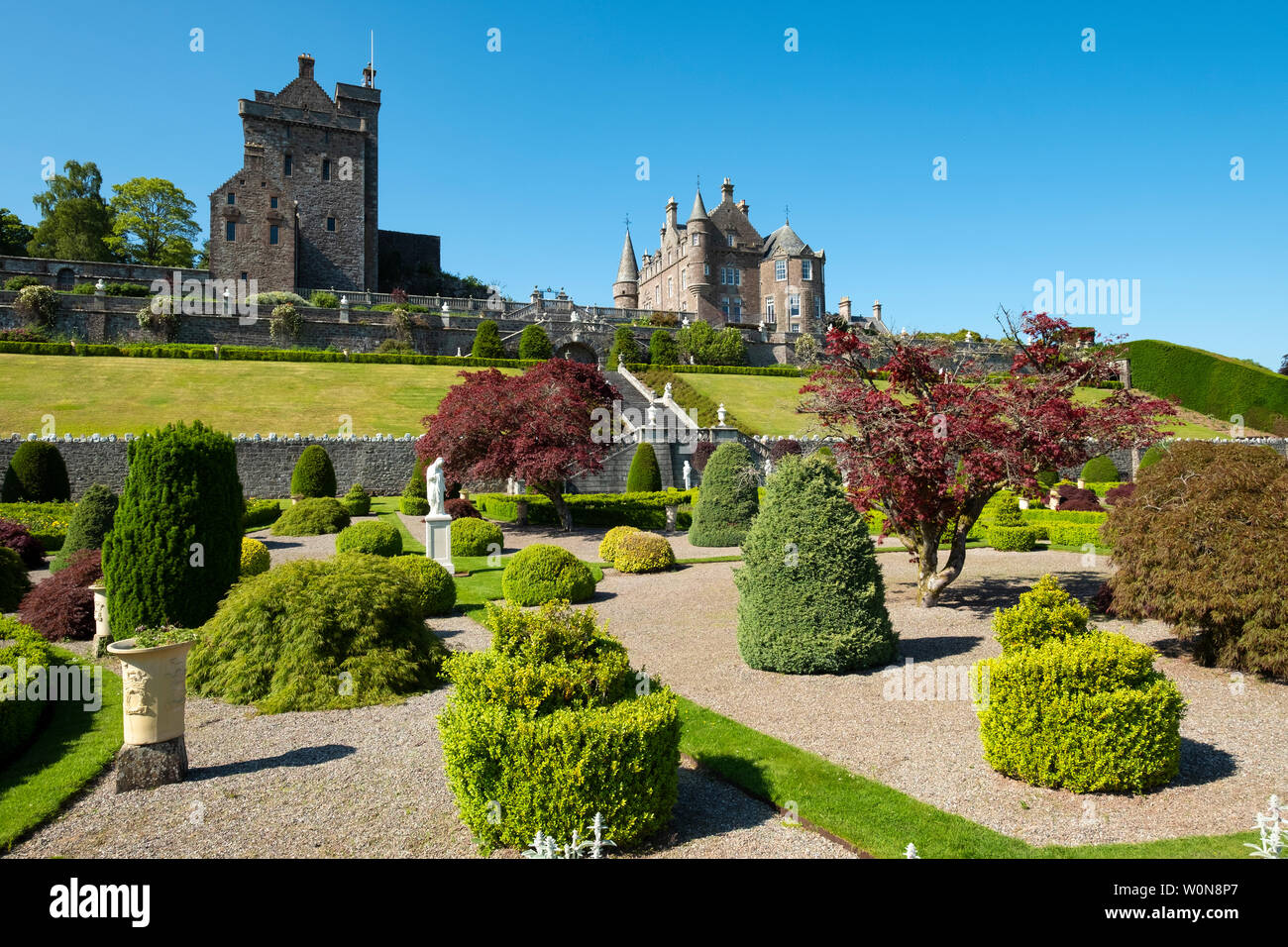 Drummond Castle Gardens at Drummond Castle in Perthshire, Scotland , UK Stock Photo