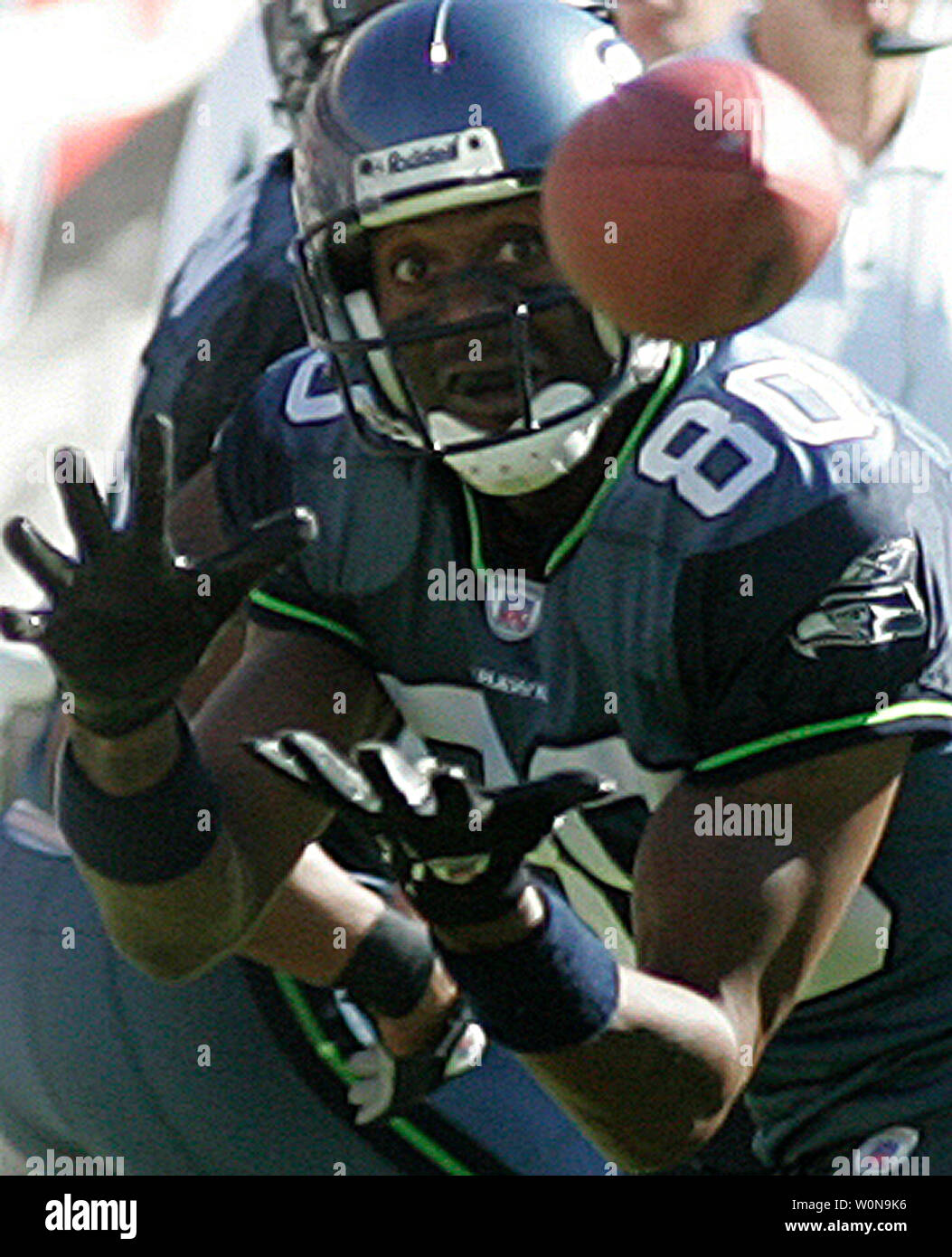 Seattle Seahawks Jerry Rice is unable to handle a Matt Hasselbeck pass  against the Arizona Cardinals. The Cardinals defeated the Seahawks 25-17  October 24, 2004 in Tempe, AZ. (UPI Photo/Will Powers Stock