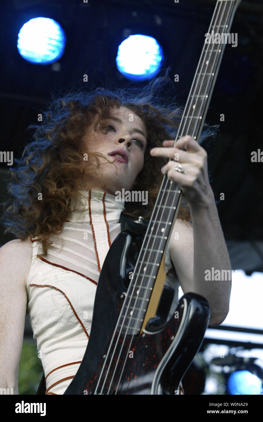 Melissa Auf Der Maur performs in concert during the Curiosa Festival, at the Sound Advice Amphitheatre , in West Palm Beach,  Florida, on July 24, 2004.  (UPI Photo/Michael Bush) Stock Photo