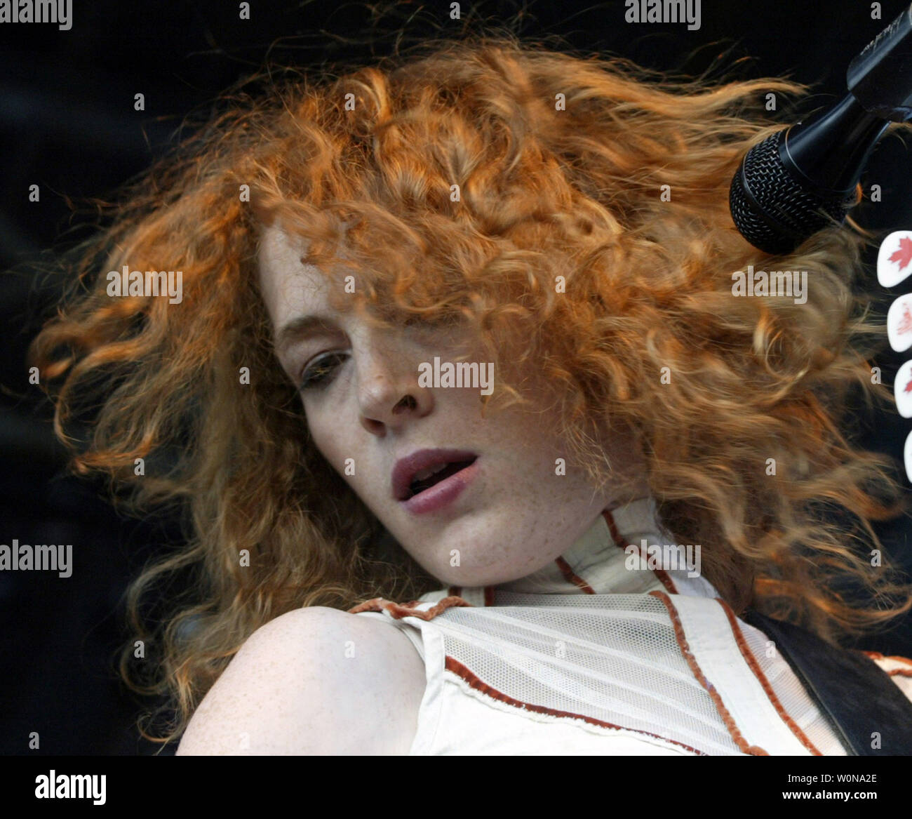 Melissa Auf Der Maur performs in concert during the Curiosa Festival, at the Sound Advice Amphitheatre , in West Palm Beach,  Florida, on July 24, 2004.  (UPI Photo/Michael Bush) Stock Photo
