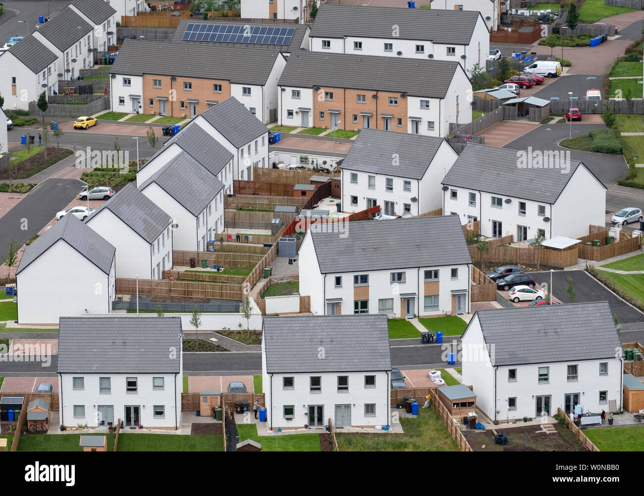 Elevated view of new houses in Raploch district of Stirling , Scotland