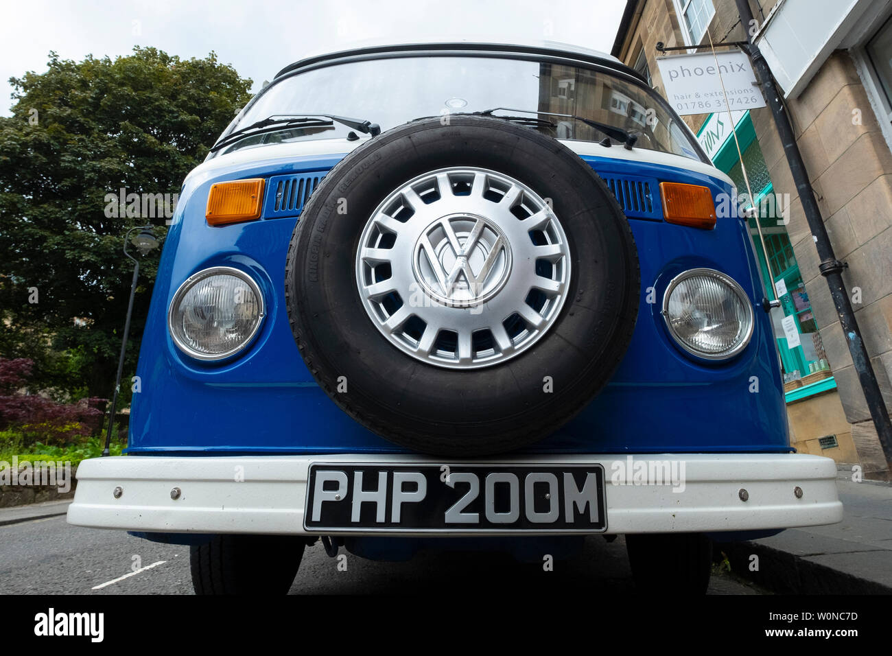 Detail of front of vintage VW Camper van Stock Photo