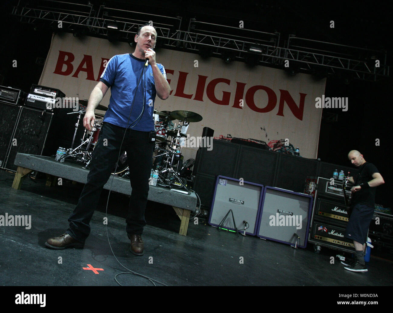 Greg Graffin with Bad Religion performs at the Sunset Cove Amphitheater in Boca Raton, Florida on April 23, 2011. UPI/Michael Bush Stock Photo