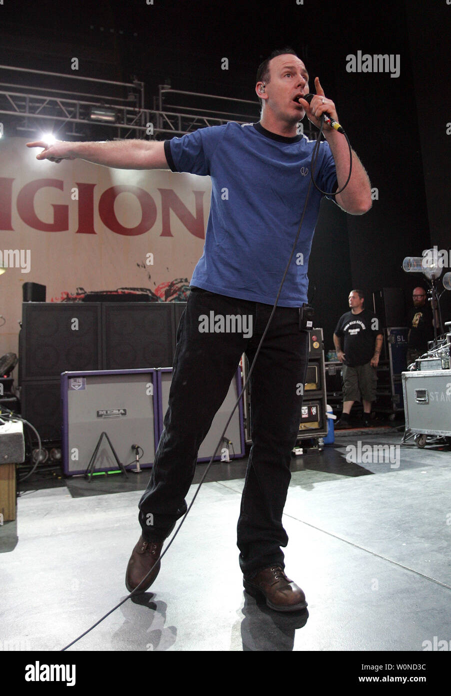 Greg Graffin with Bad Religion performs at the Sunset Cove Amphitheater in Boca Raton, Florida on April 23, 2011. UPI/Michael Bush Stock Photo
