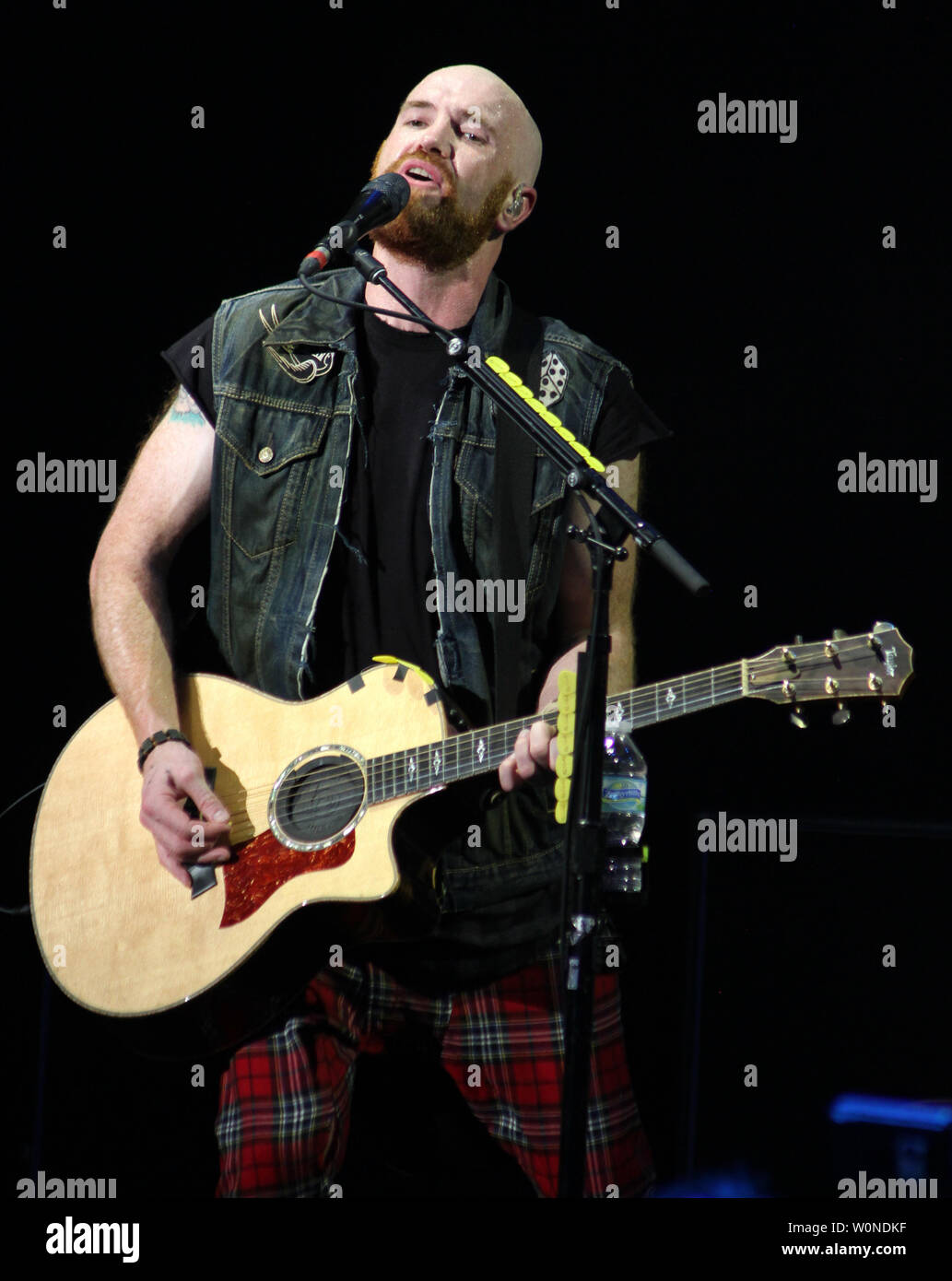 Mark Sheehan with The Script performs in concert at the Cruzan Amphitheatre in West Palm Beach, Florida on August 17, 2014. UPI/Michael Bush Stock Photo