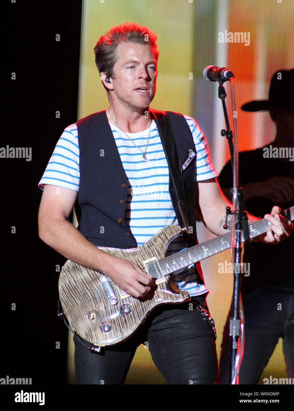 Joe Don Rooney with Rascal Flatts performs in concert at the Cruzan Amphitheatre in West Palm Beach, Florida on September 13, 2014. UPI/Michael Bush Stock Photo