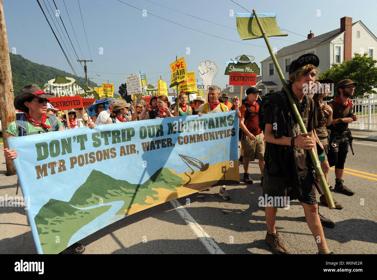 Hundreds of marchers head out in Marmet, West Virginia, on a five day