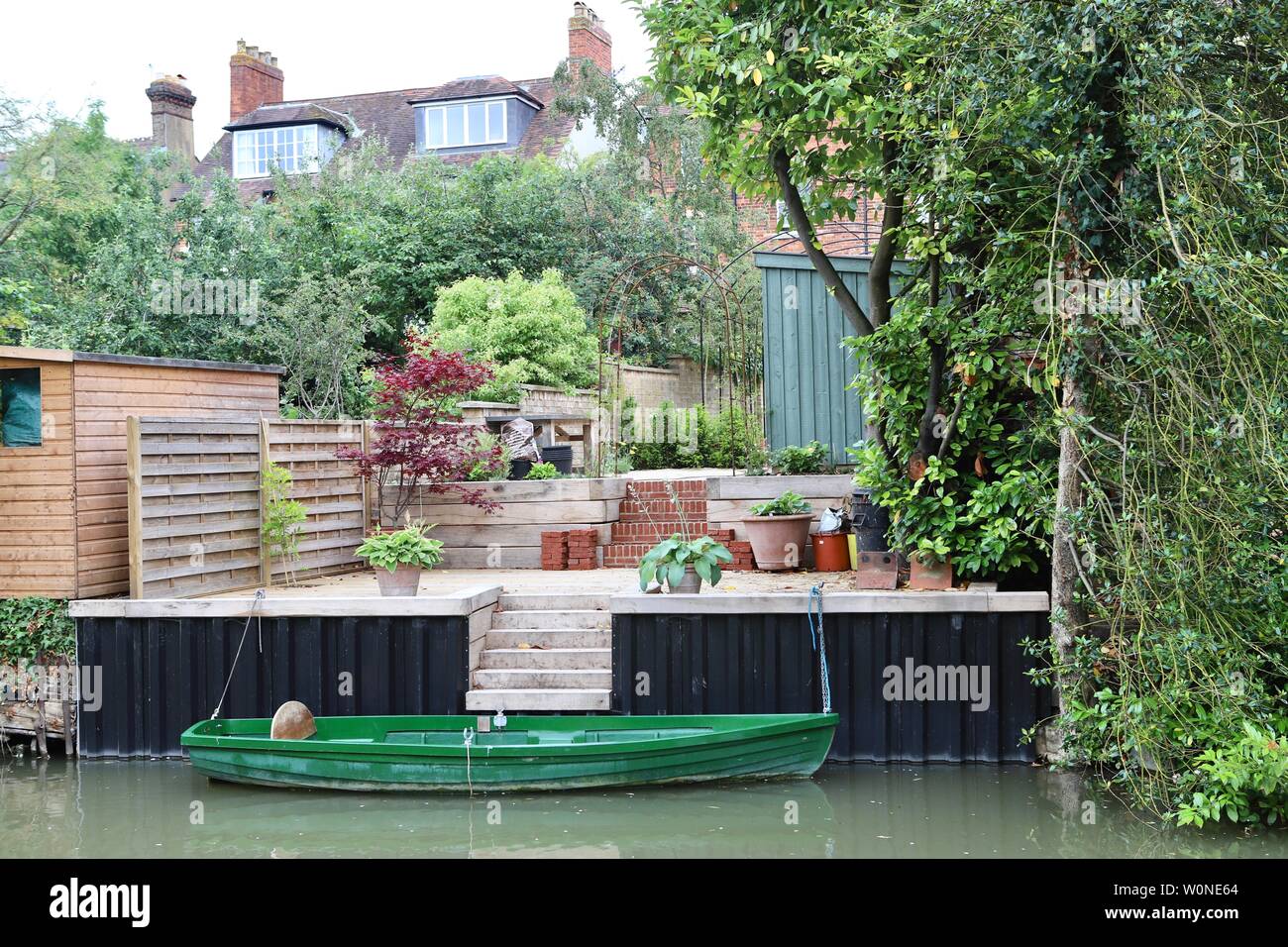 back garden with river access Stock Photo Alamy