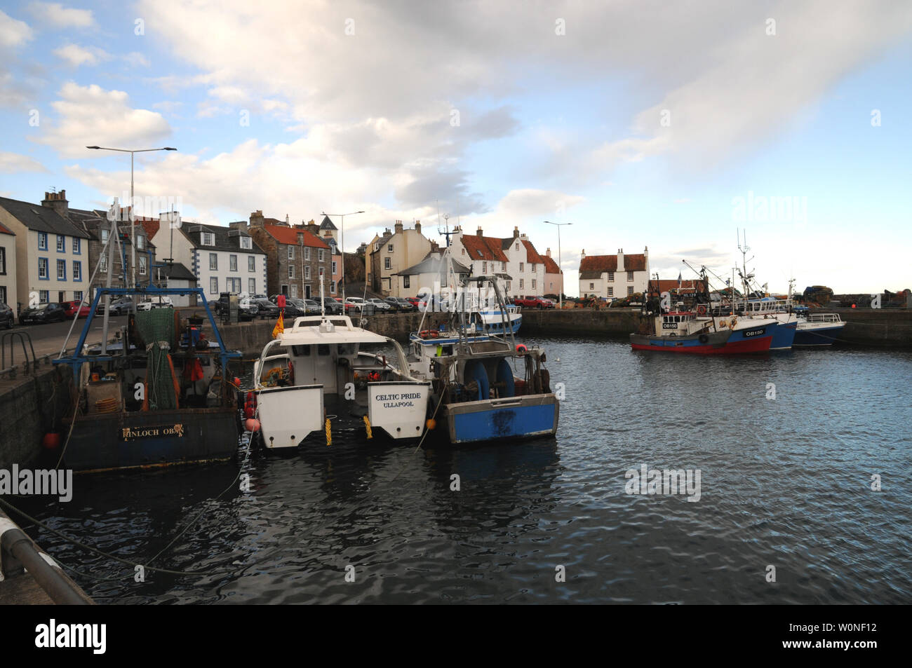 Fishing boats in harbour at Pittenweem a port on the Fife coast of ...
