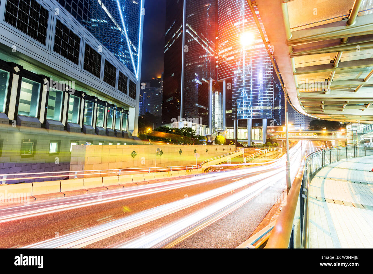 urban city traffic light trails at night Stock Photo - Alamy