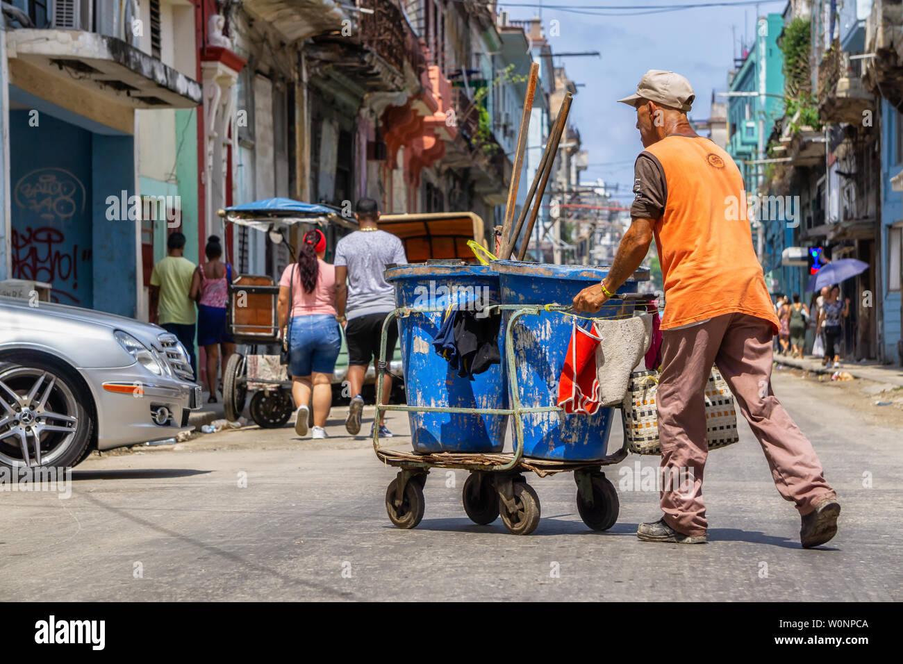 Havana, Cuba - May 16, 2019: Man doing labour work in the streets of ...