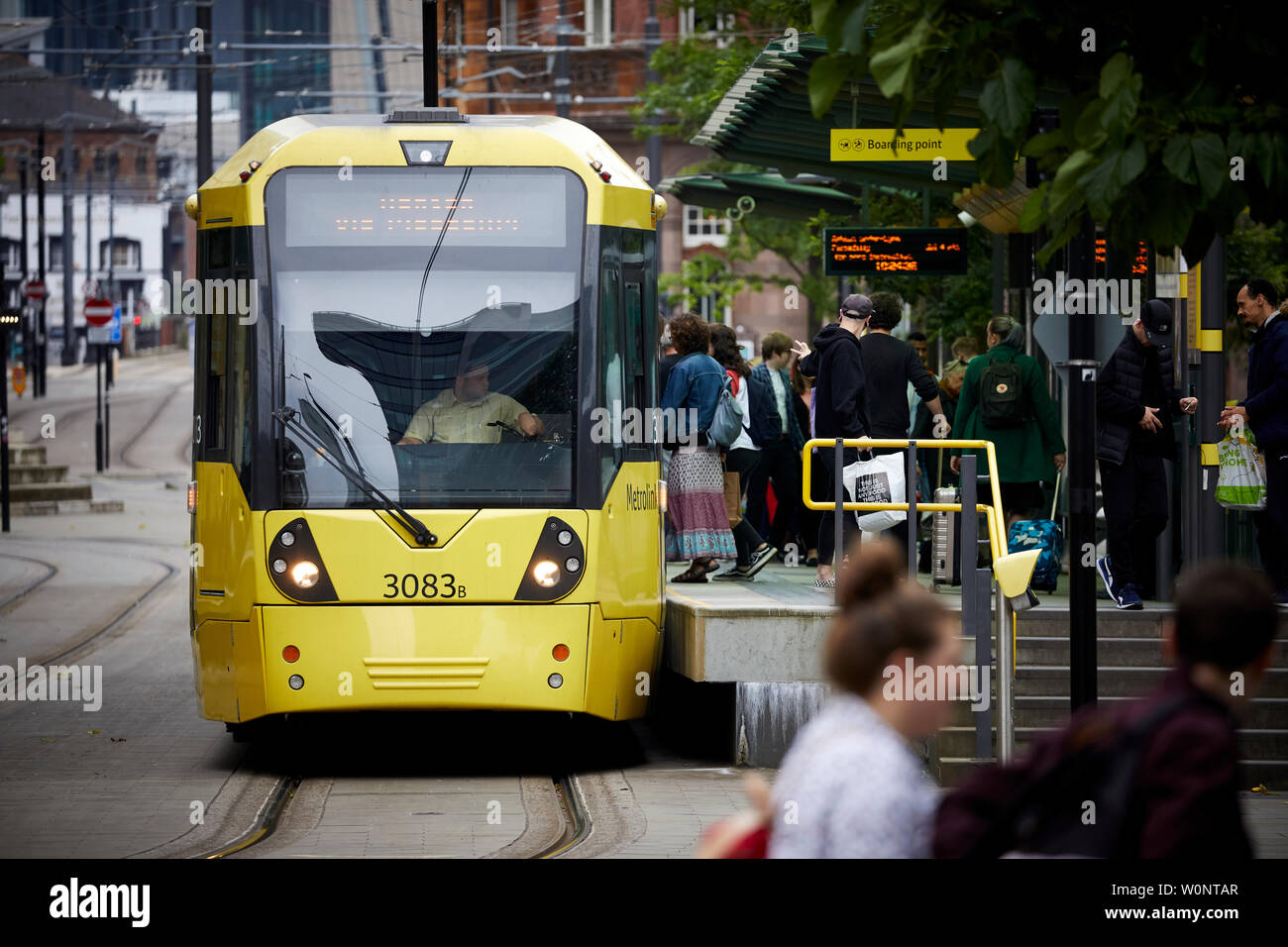 Manchester city centre, St Peters Square Metrolink crossing Stock Photo