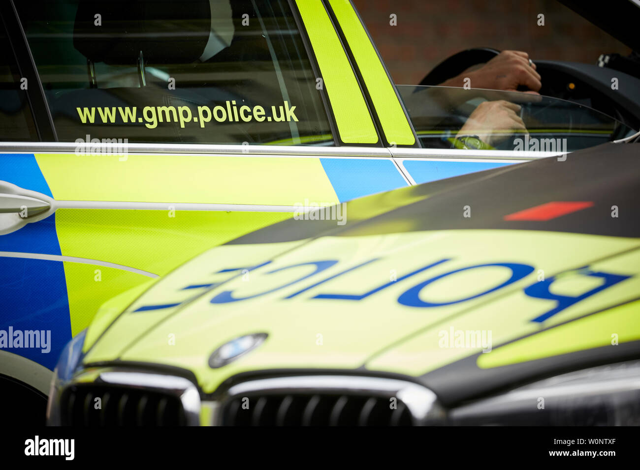 Manchester city centre, armed police BMW 4x4 livery police cars Stock Photo