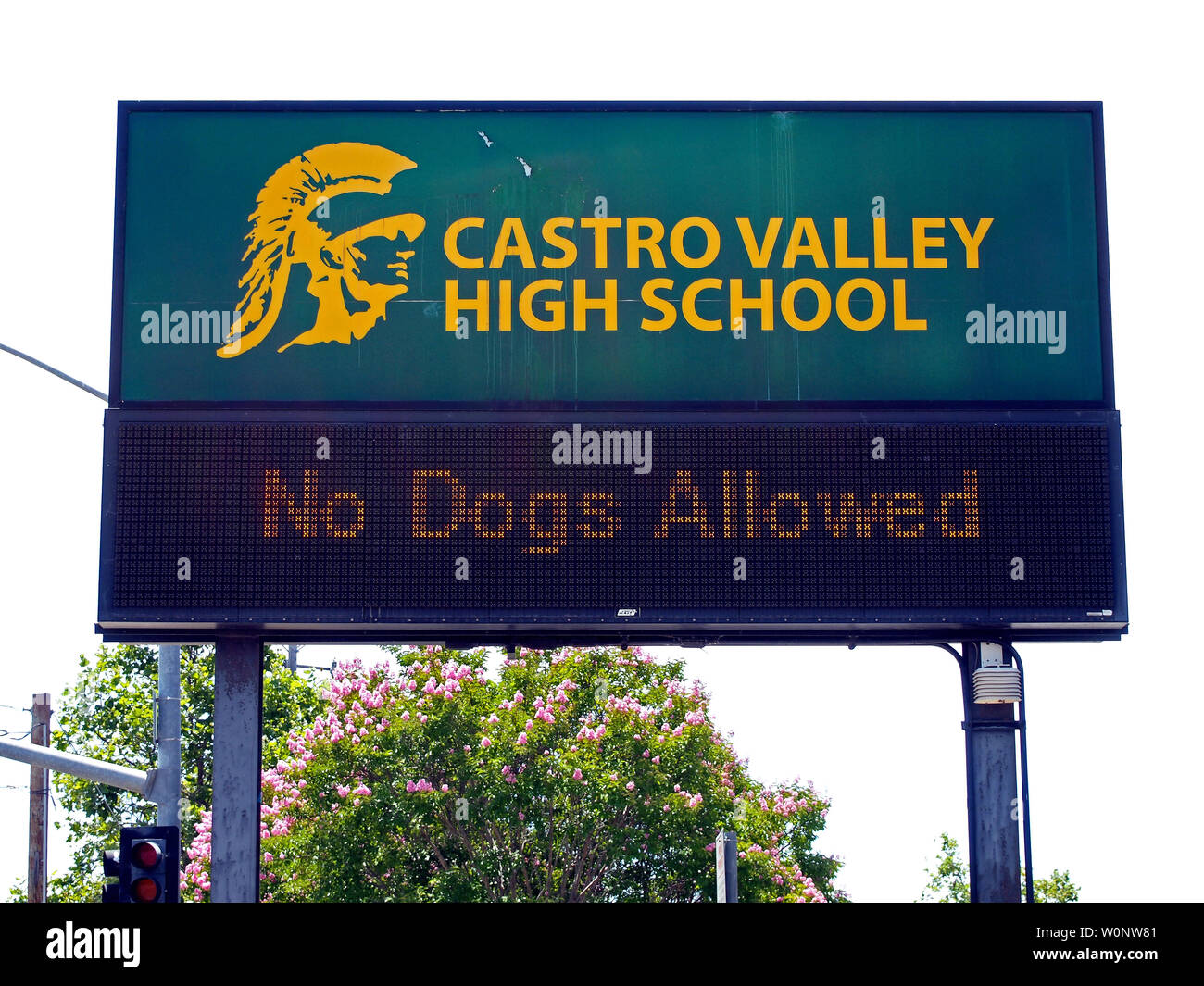 Castro Valley High school electronic sign, in Castro Valley, California Stock Photo