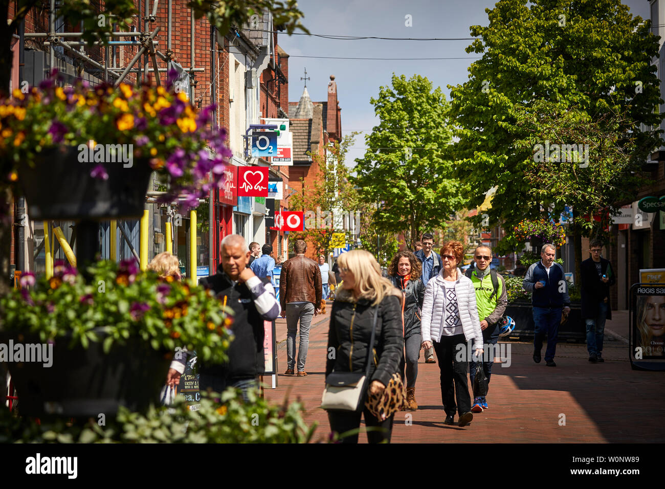 Grove Street pedestrian shopping lane  in  Wilmslow, Cheshire Stock Photo
