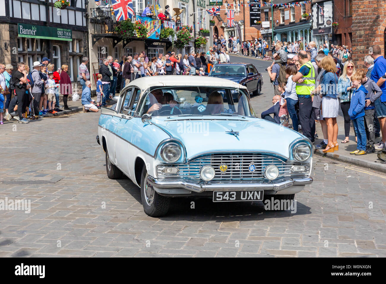 Classic Vauxhall Velox and Cresta PA in the Lymm Historic Transport parade through the village streets Stock Photo