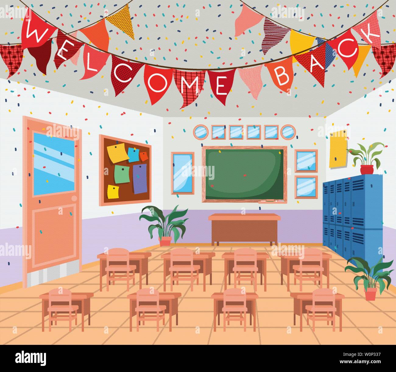 classroom school with chalkboard scene Stock Vector Image & Art - Alamy