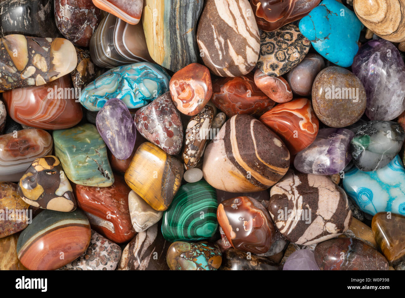 Polished minerals and gemstones, USA, by Dominique Braud/Dembinsky Photo Assoc Stock Photo