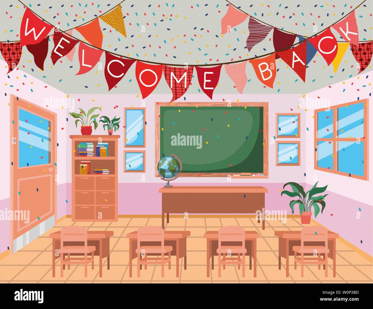 classroom school with chalkboard scene Stock Vector Image & Art - Alamy