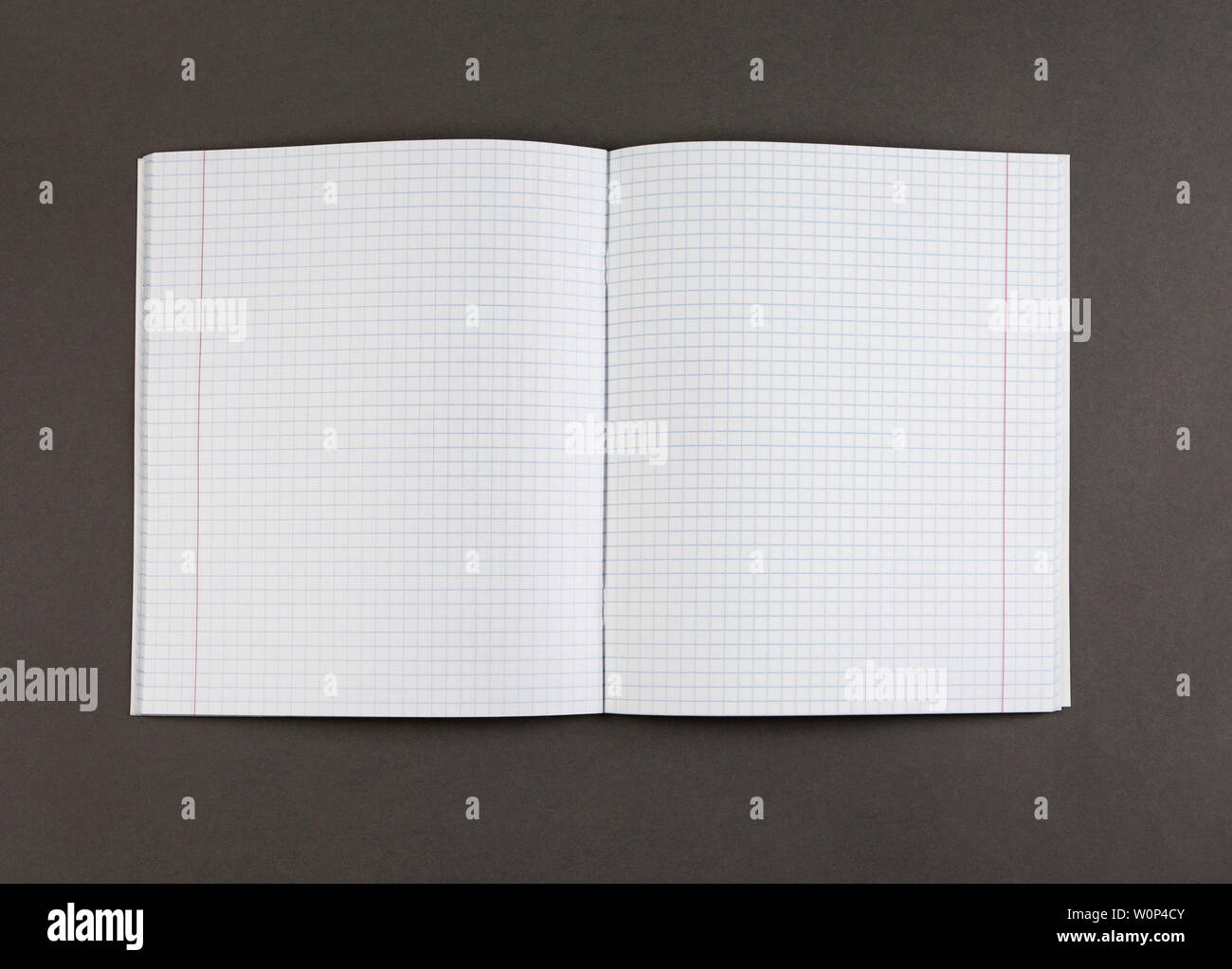 Top view image of open notebook with blank pages Stock Photo