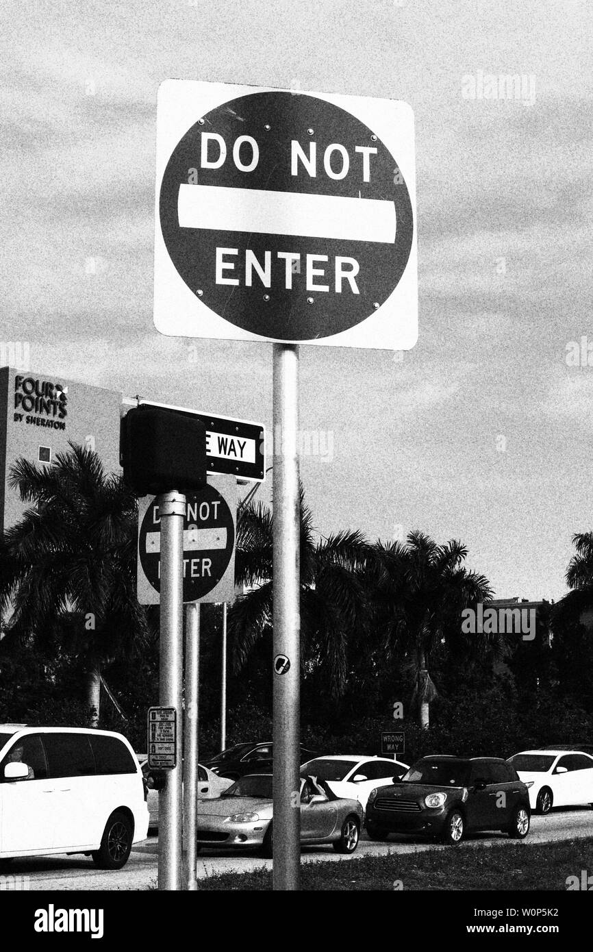 Do not enter sign composition photograph black and white Stock Photo