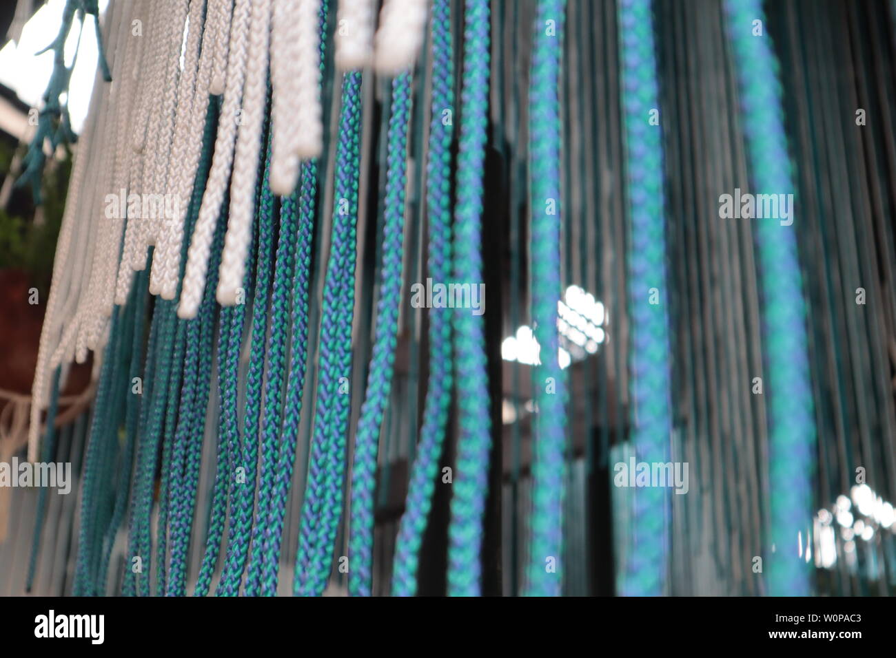 Hanging art installation closeup in a hipster restaurant Stock Photo