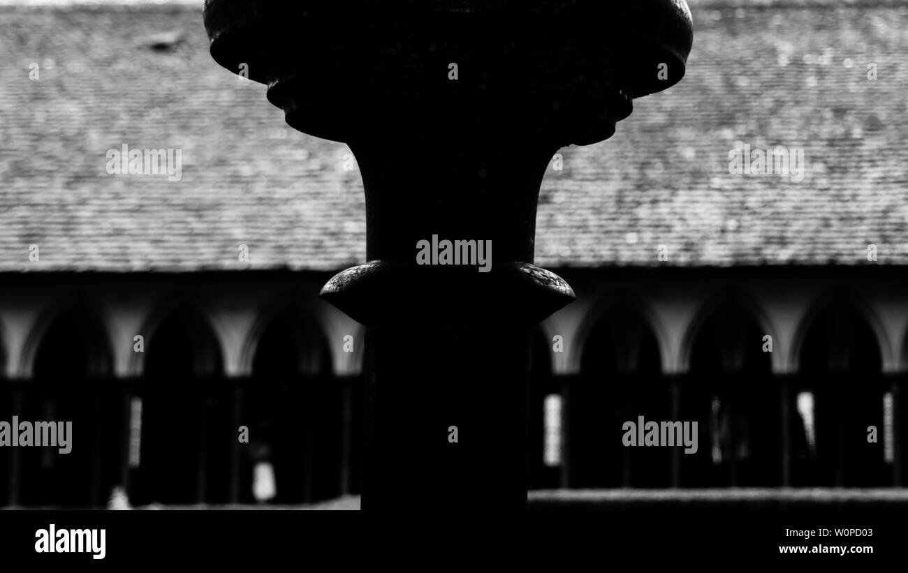 The cloister of the Mont Saint Michel Abbey Stock Photo