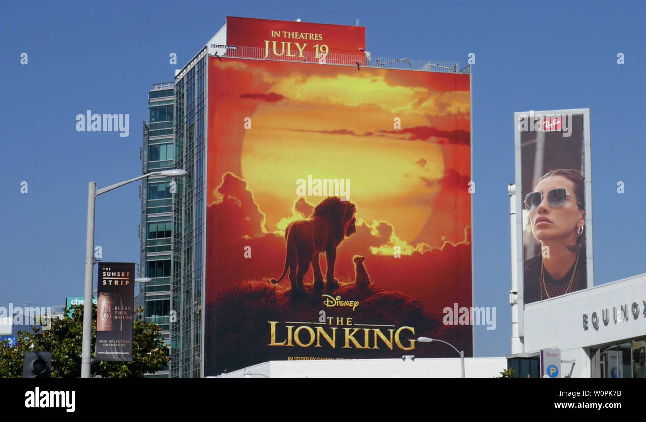 Los Angeles, California, USA 27th June 2019 A general view of atmosphere of Disney's 'The Lion King' on June 27, 2019 on Sunset Blvd in Los Angeles, California, USA. Photo by Barry King/Alamy Stock Photo Stock Photo