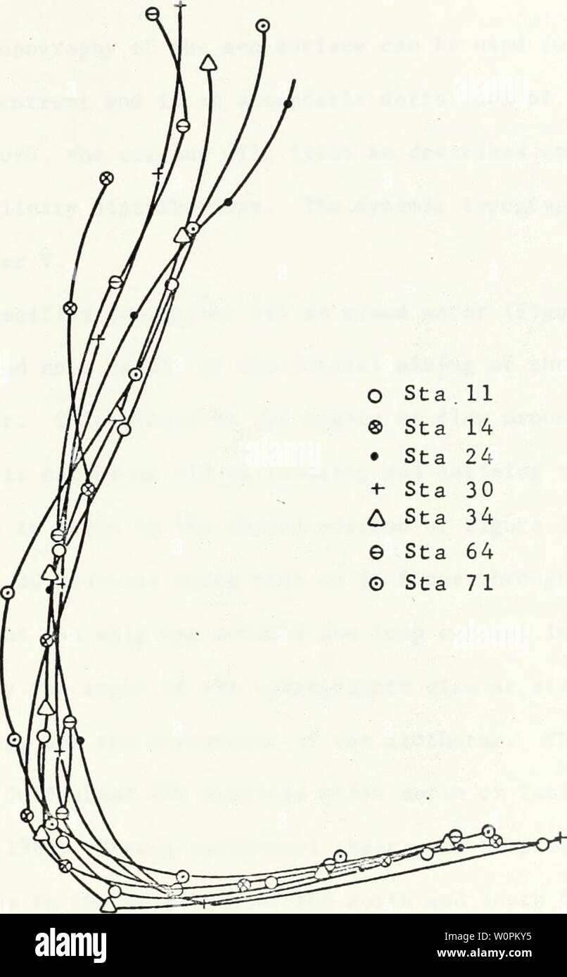 Archive image from page 82 of A description of the physical. A description of the physical oceanographic features of the eastern Gulf of Mexico, August 1968. descriptionofphy00schn Year: 1969  27 Dissolved oxygen in ml/1 2.5 3.0 3.5 4.0 4.5 iâ 'l' 5.0 -36.4 a a CO O X u &lt;v a. W 4-1 u â u â¢H d â¢H .-I CO w -36.2 -36.0 -35.8 -35.6 â¢35.4 -35.2 -35.0 -34.8    Sta.11 Sta 14 Sta 24 Sta 30 Sta 34 Stock Photo