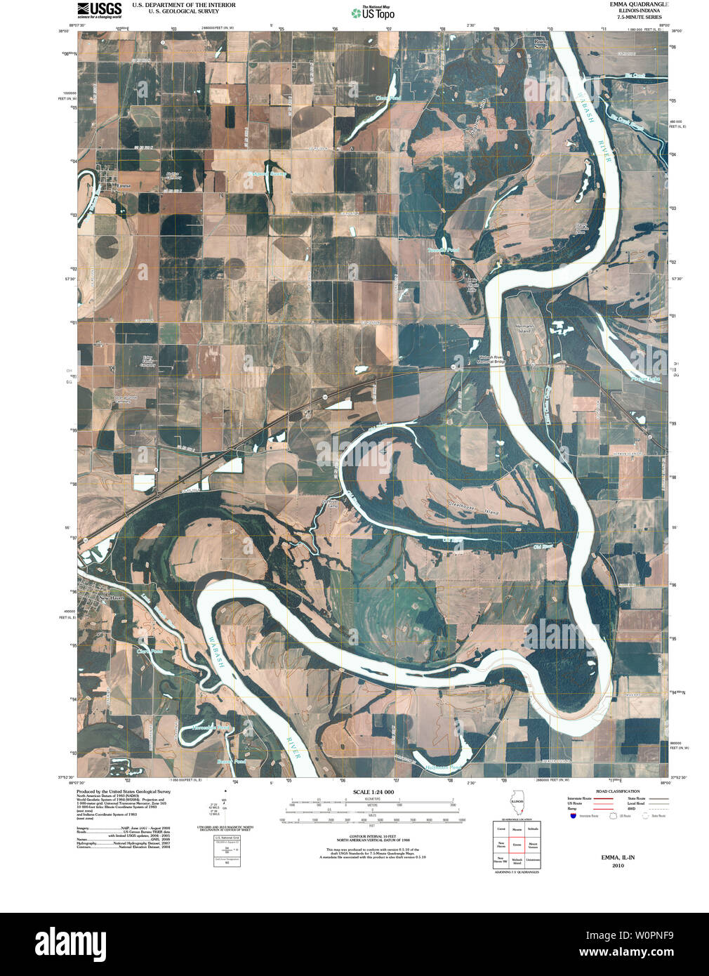 Topograph Map Vector USGS TOPO Map Illinois IL Emma 20100615 TM Restoration Stock Photo - Alamy