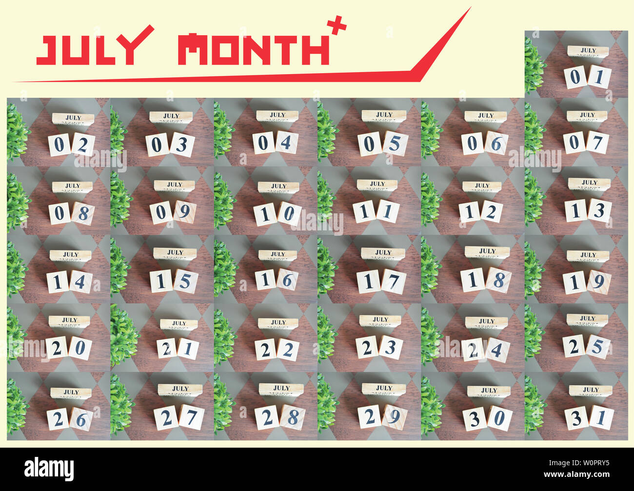July month collection for background, calendar design. Date Stock Photo ...