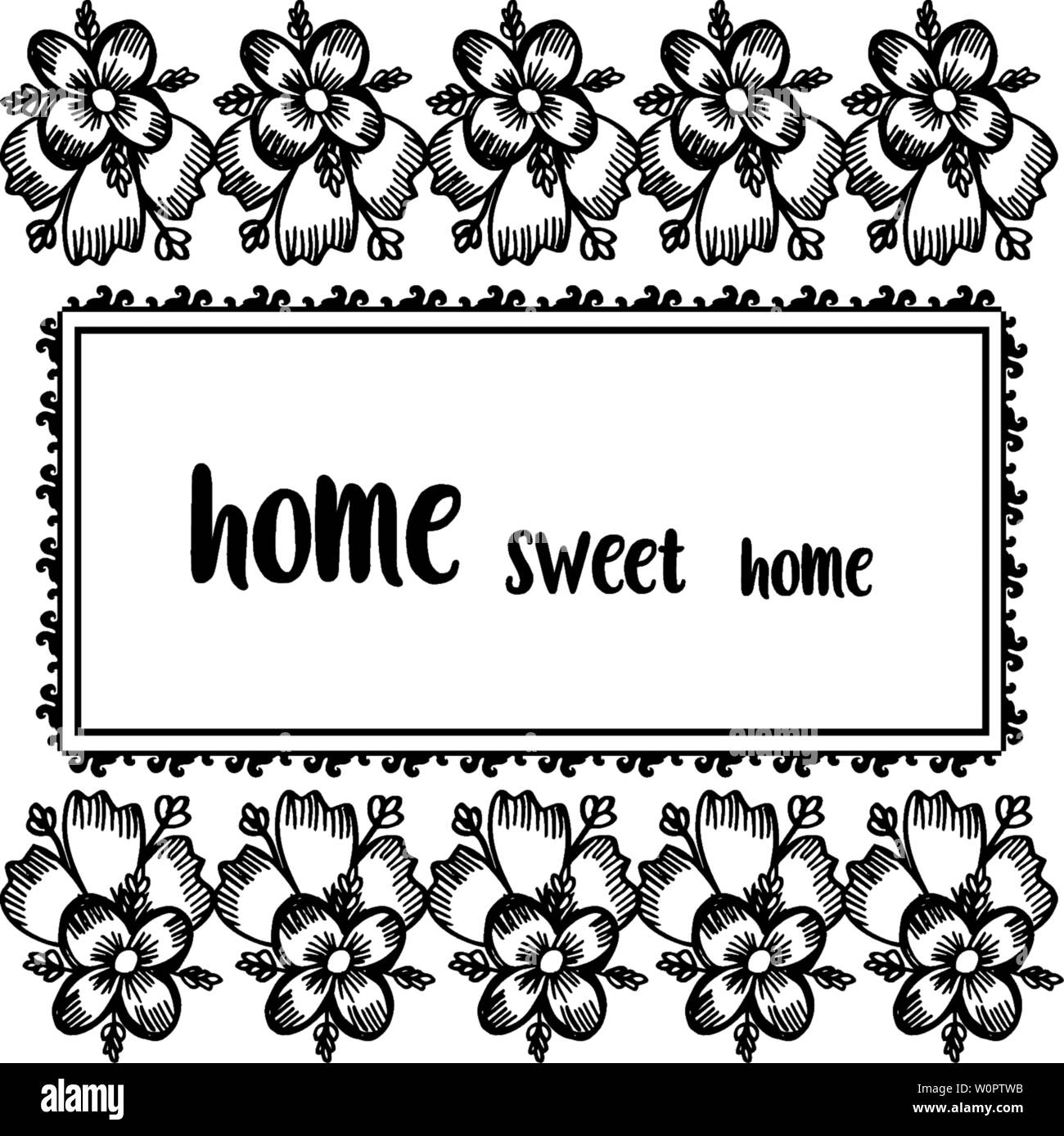 Vector illustration invitation card of home sweet home with cute wreath ...