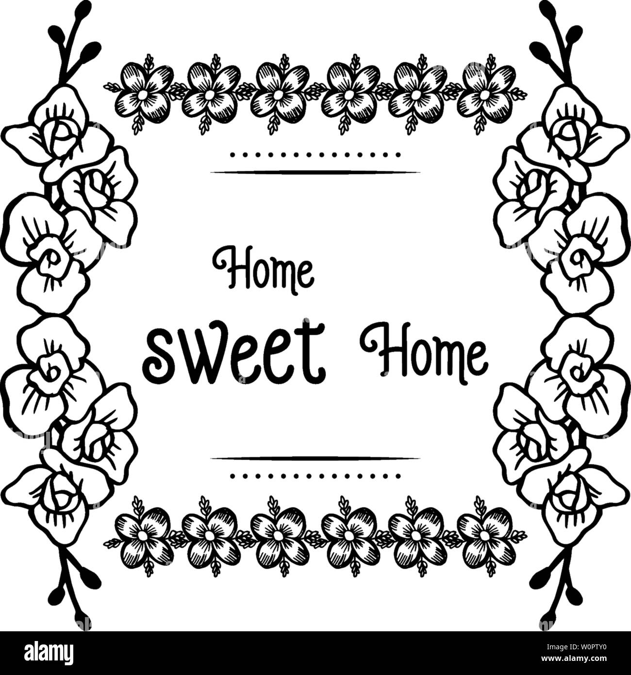 Vector illustration invitation card of home sweet home with cute wreath ...