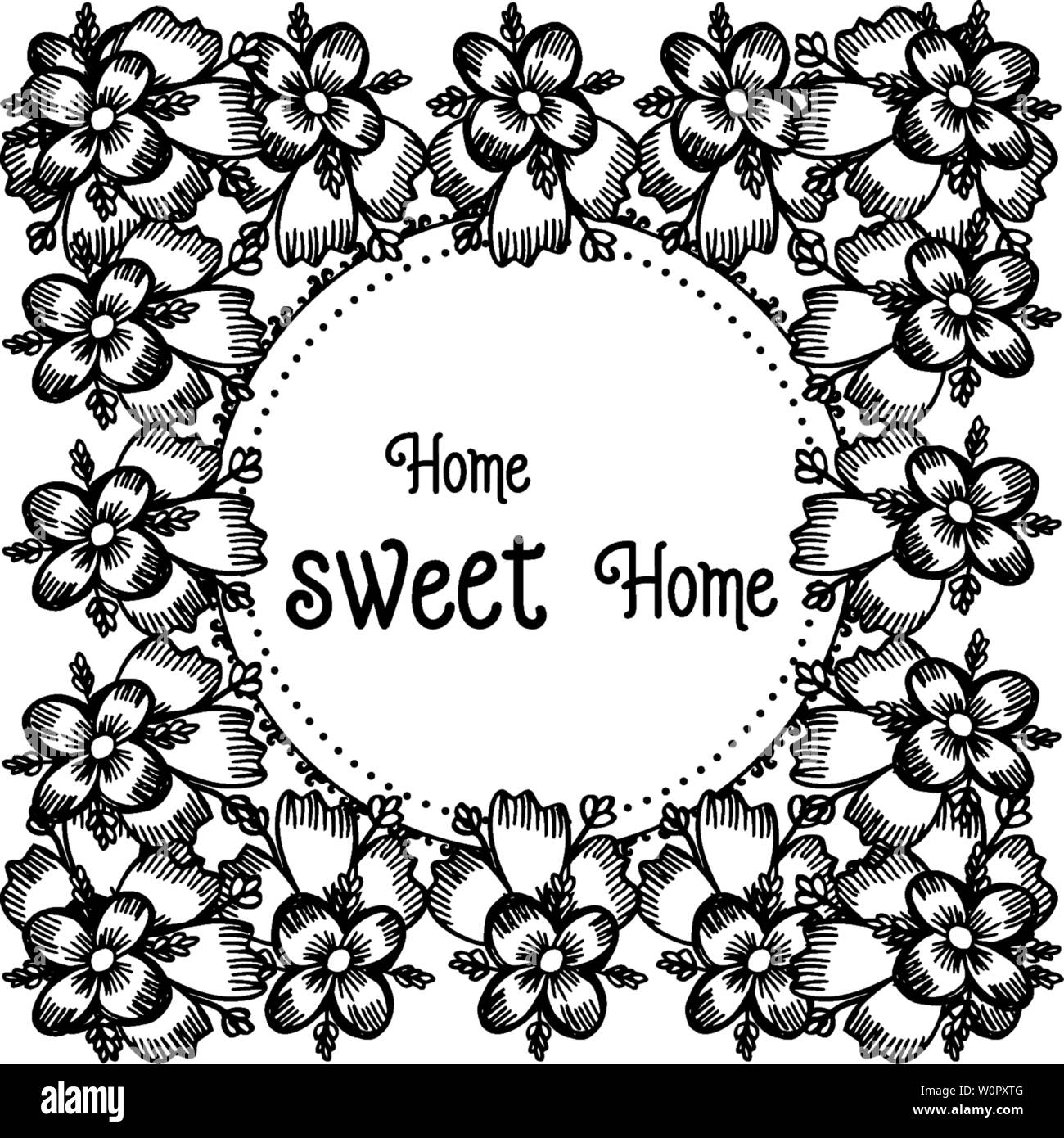 Vector illustration various flower frame for card modern of home sweet ...
