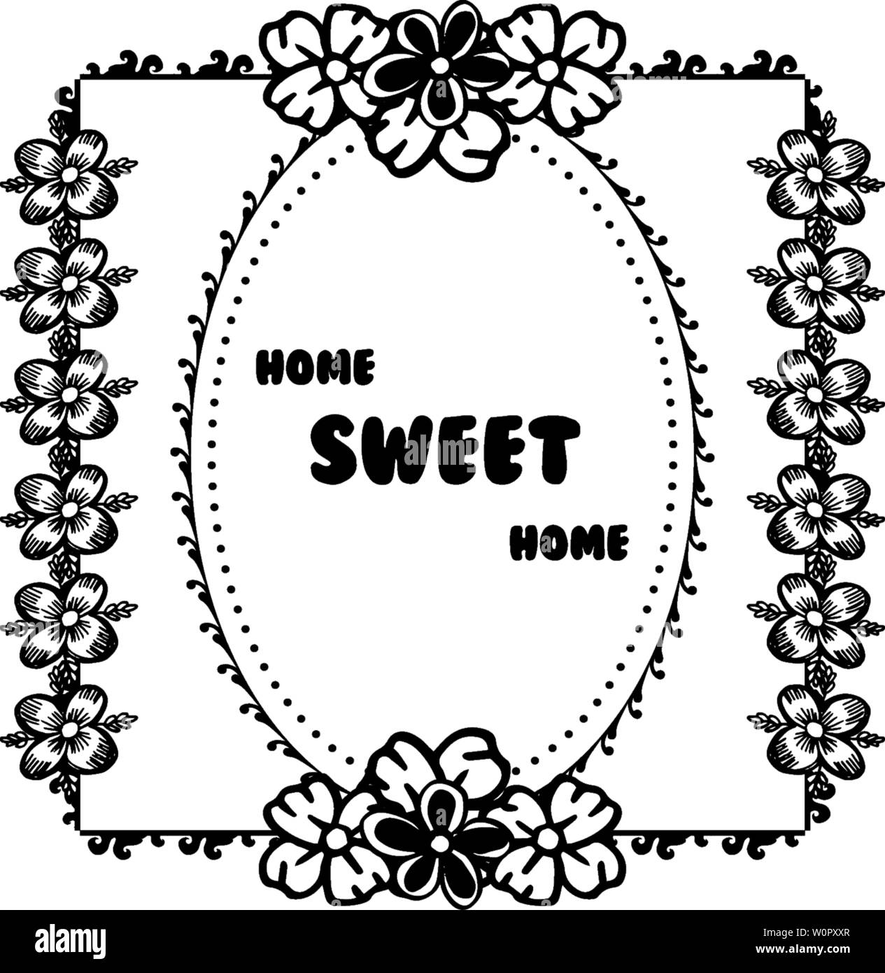 Vector illustration various flower frame for card modern of home sweet ...
