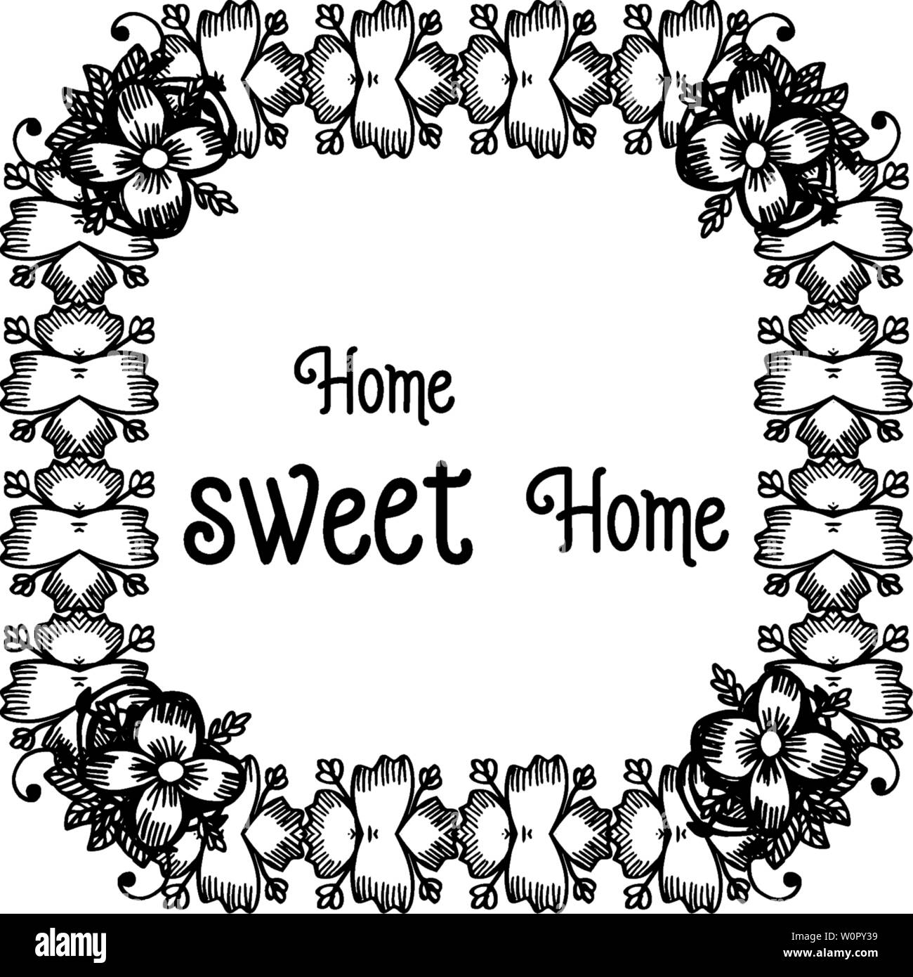 Vector illustration various flower frame for card modern of home sweet ...
