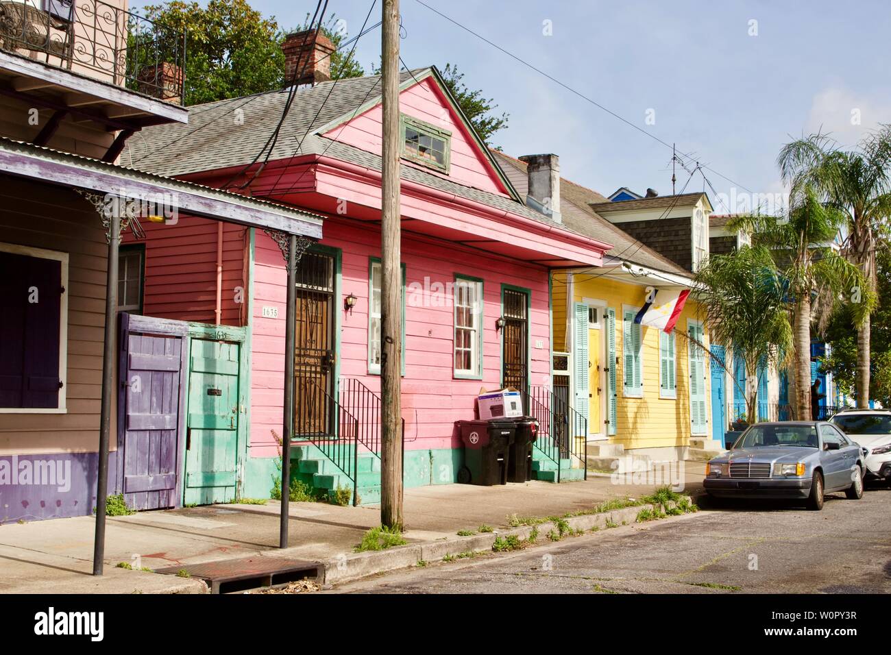 Colorful houses in the French quarter in New Orleans, Louisiana Stock Photo