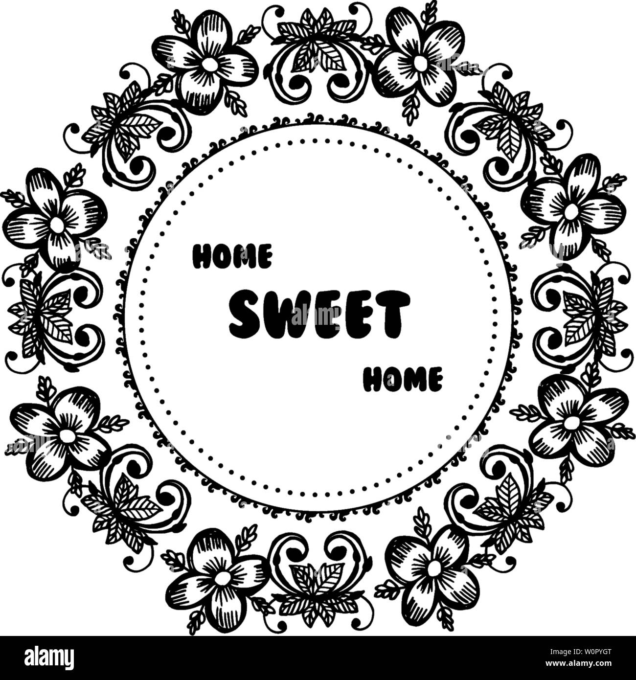 Vector illustration drawing flower frame for decoration cute home sweet