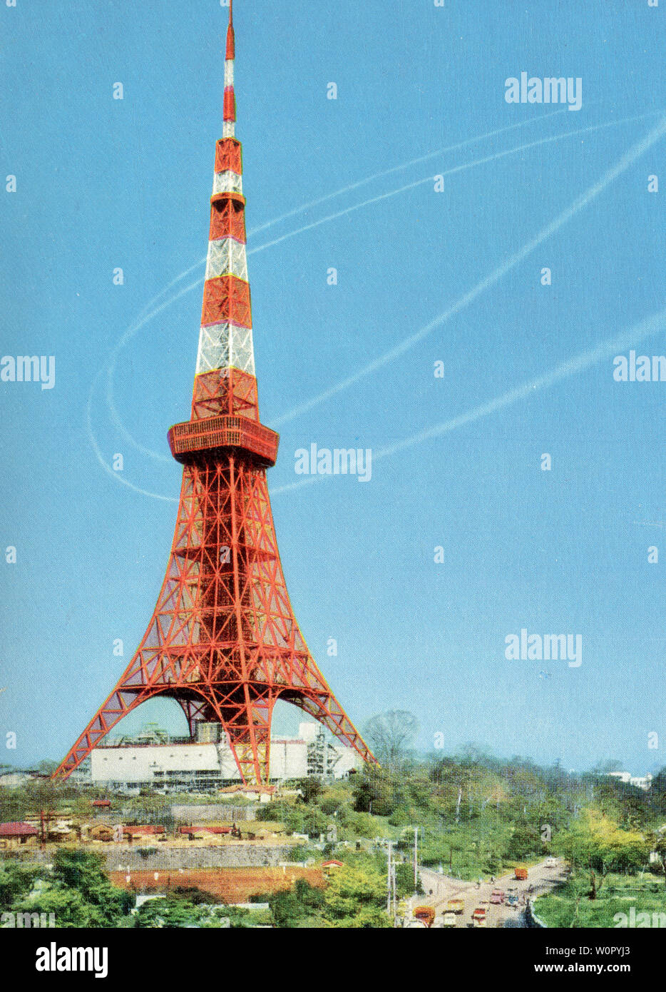 A postcard of the Tokyo Tower also known as the Japan Radio Tower. Built in  1958 the tower is a tourist attraction and broadcast antenna Stock Photo -  Alamy