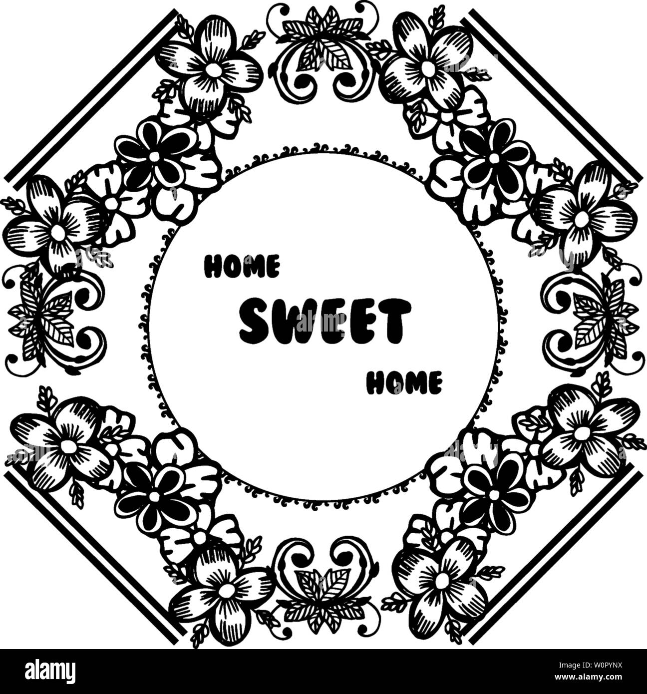 Vector illustration drawing flower frame for decoration cute home sweet ...