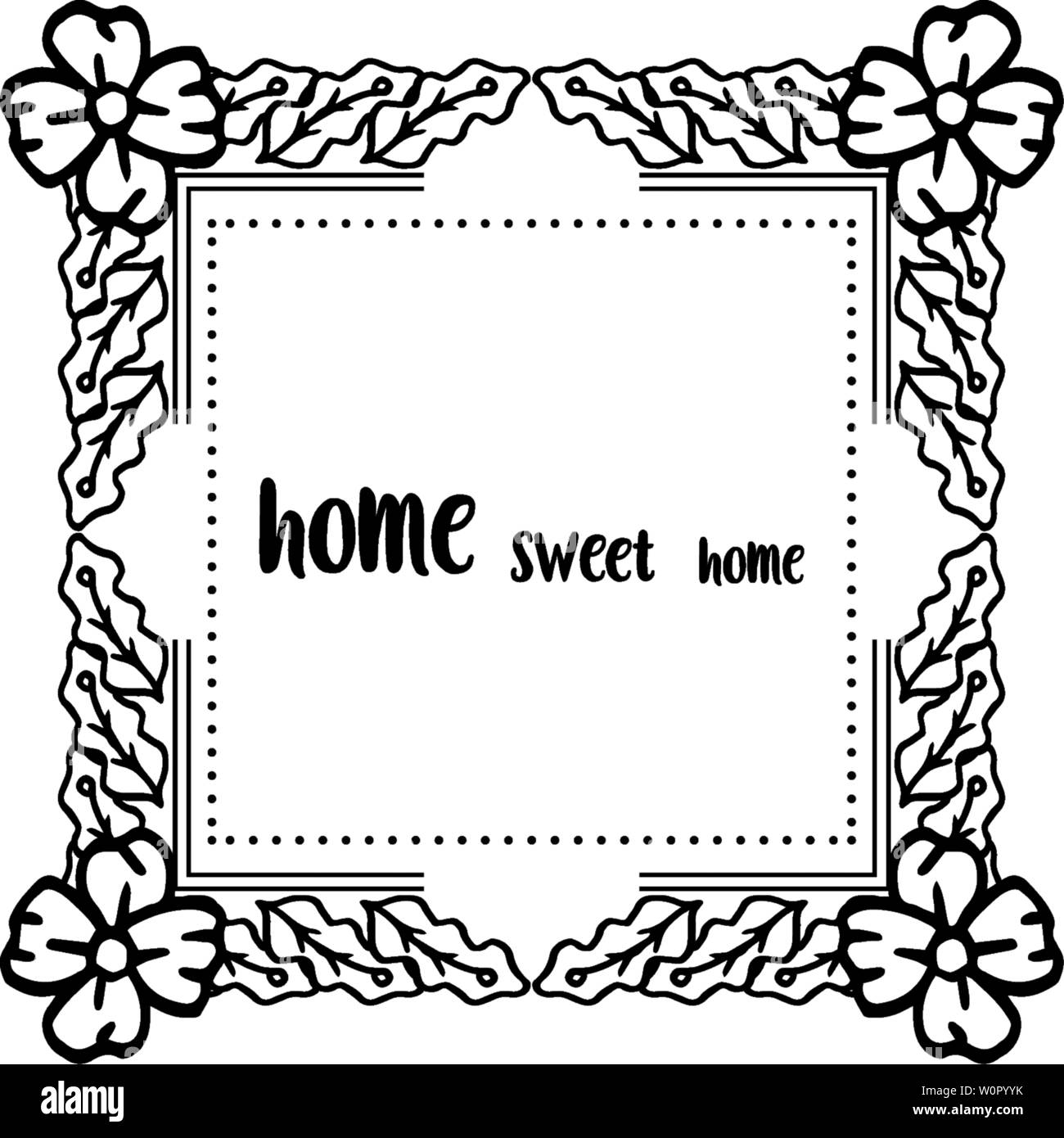 Vector illustration ornament graphic home sweet home with ornate flower ...