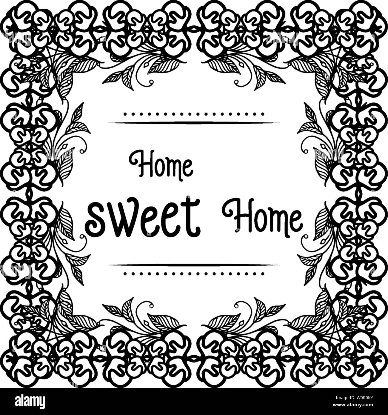 Vector illustration greeting card of home sweet home with pattern ...