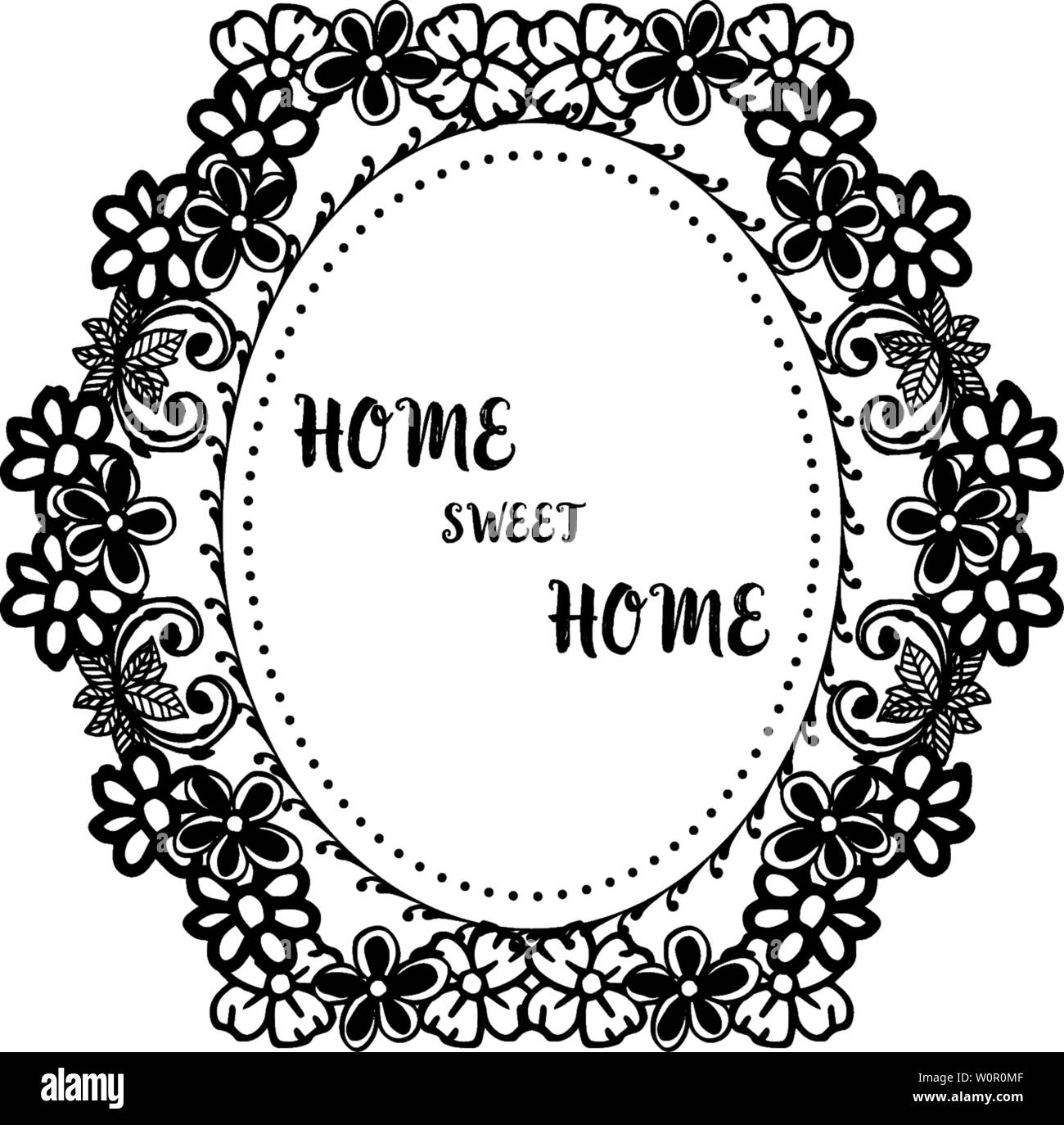 Vector illustration greeting card of home sweet home with pattern ...