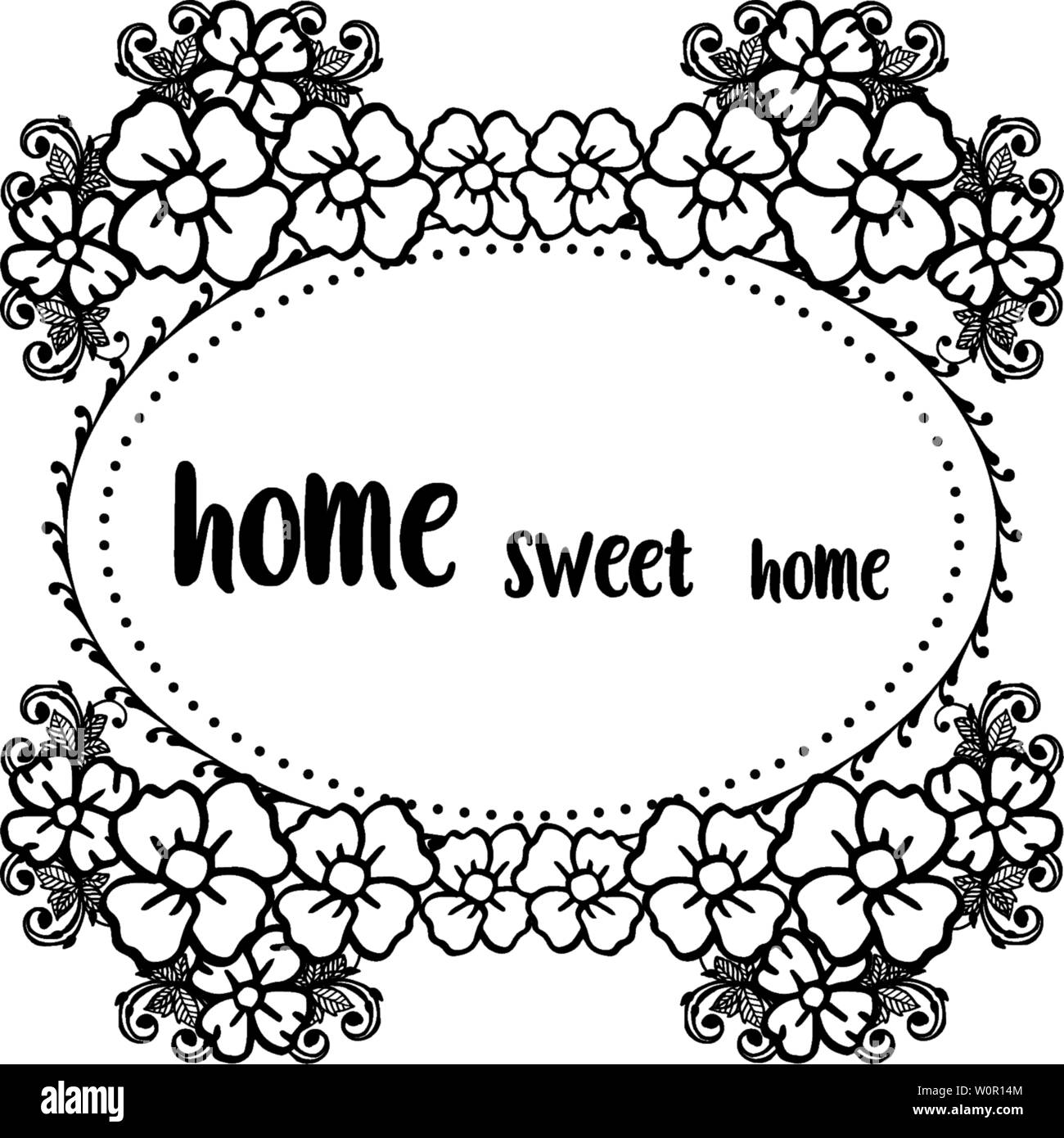 Vector illustration card of home sweet home with various ornament ...