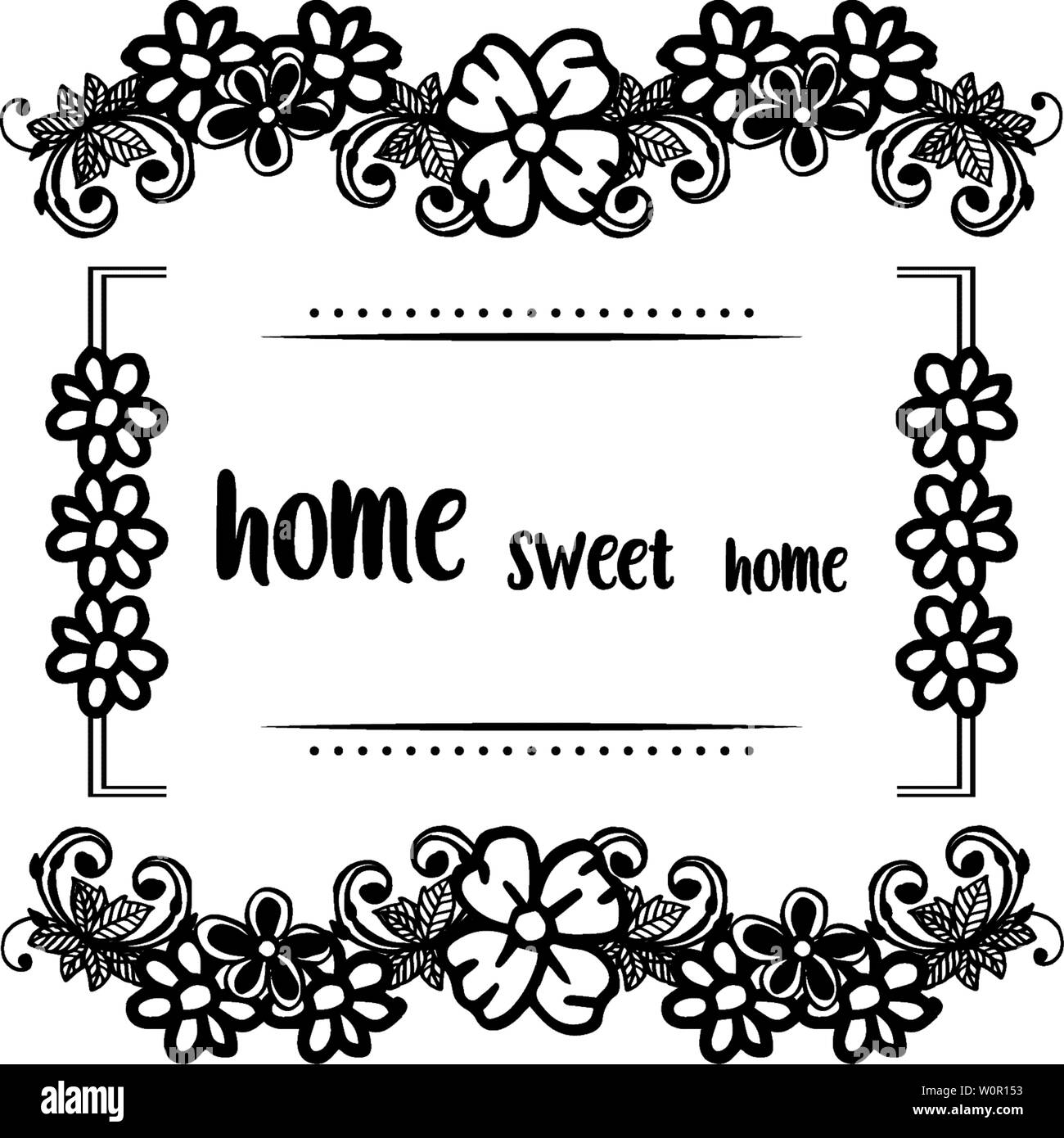 Vector illustration card of home sweet home with various ornament ...