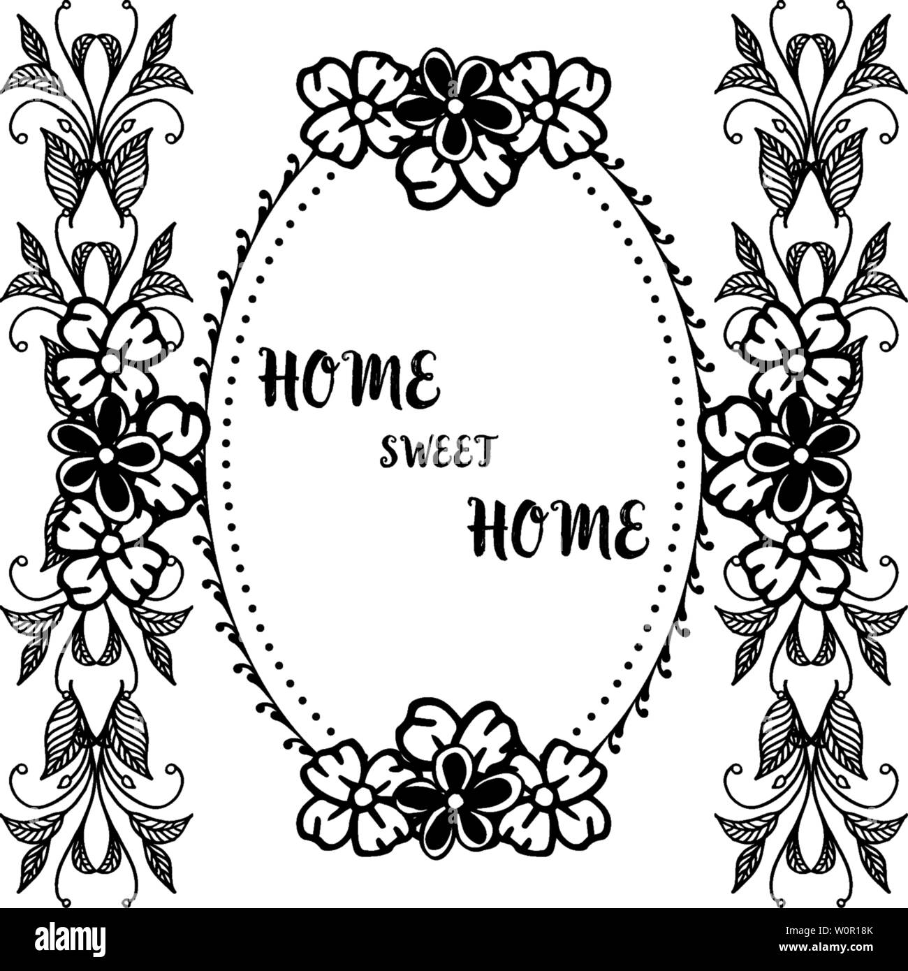 Vector illustration invitation card of home sweet home with cute flower ...