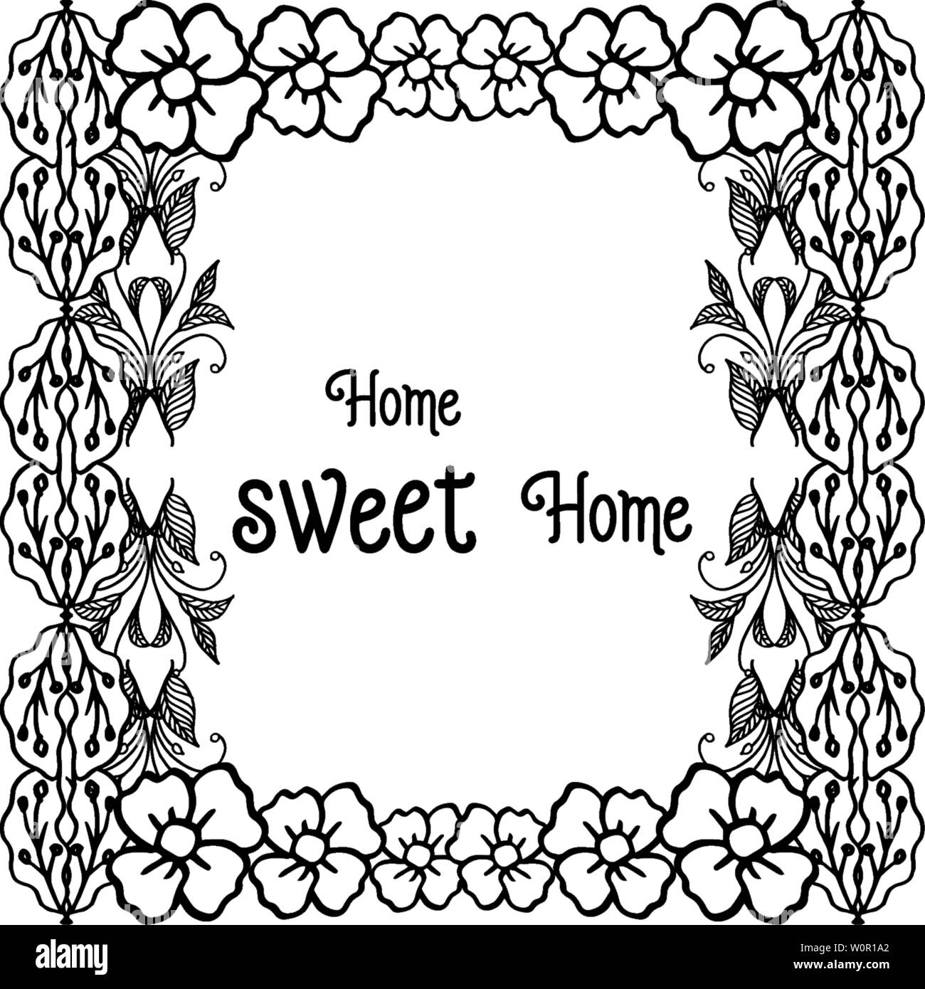 Vector illustration invitation card of home sweet home with cute flower ...