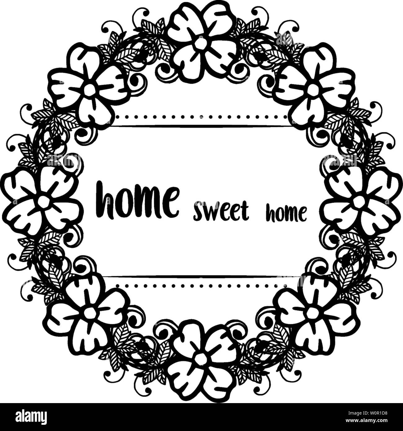 Vector illustration invitation card of home sweet home with cute flower ...