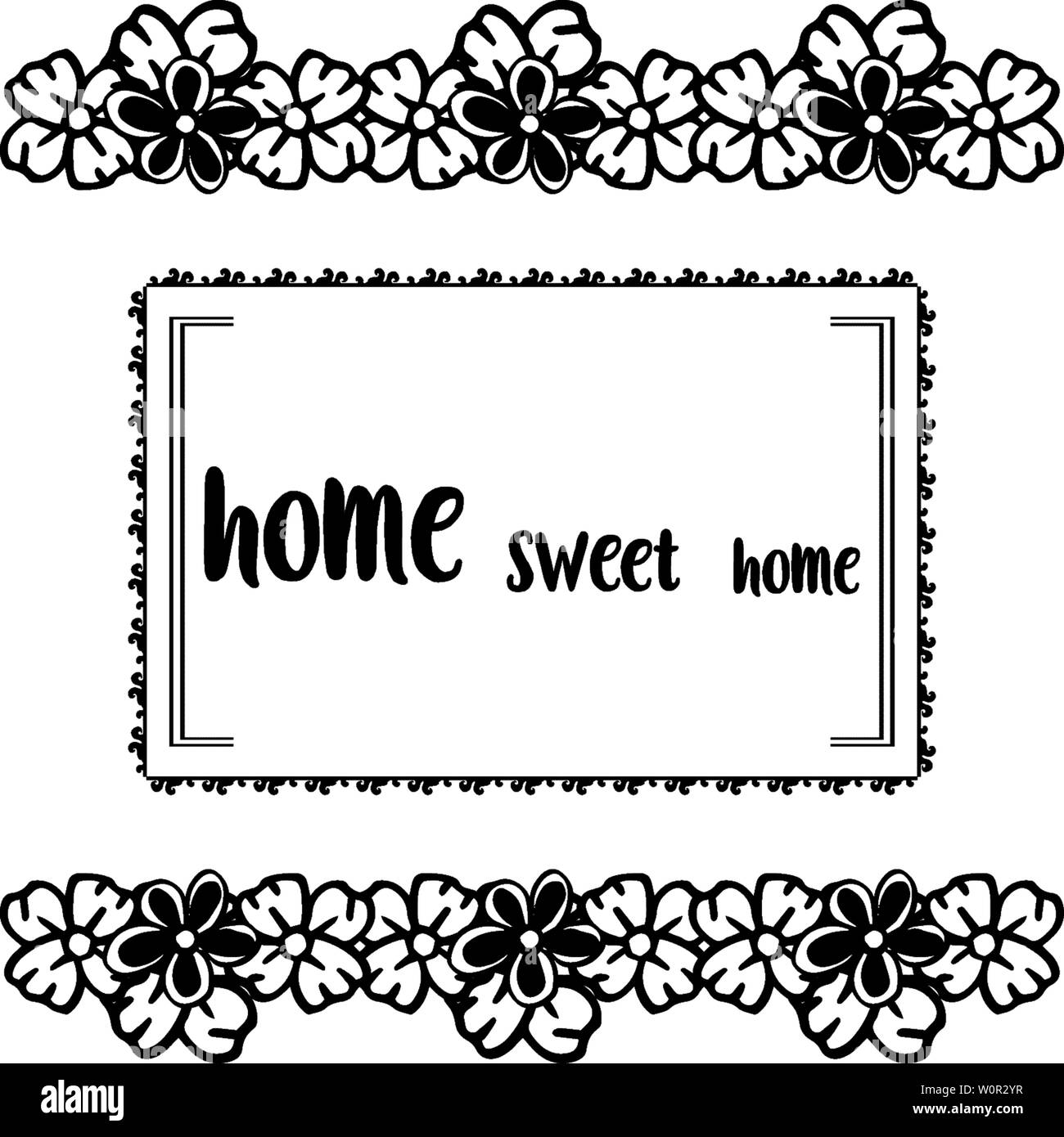 Vector illustration cute flower frame for design graphic home sweet ...